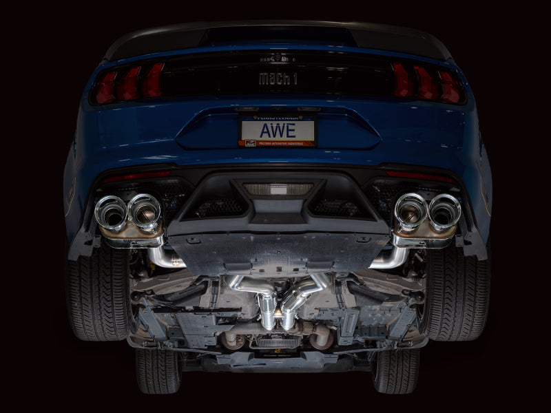 AWE Tuning 21-23 Ford Mustang Mach 1 SwitchPath Cat-Back Exhaust w/ Quad Chrome Silver Tips - 3025-42551
