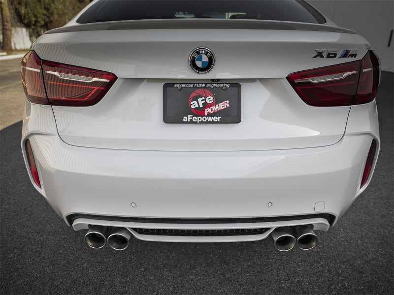 aFe MACH Force-Xp 3.5in. 304 SS C/B Exhaust w/o Muffler 15-18 BMW X5 M V8-4.4L (tt) - Polished Tip - 49-36342-P