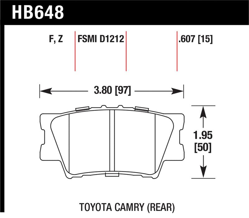 Hawk 2013-2014 Lexus ES300h HPS 5.0 Rear Brake Pads - HB648B.607