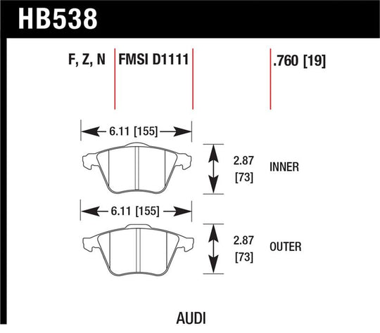 Hawk Performance Ceramic Street Brake Pads - HB538Z.760