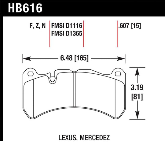 Hawk 08-09 Lexus IS-F Performance Ceramic Street Front Brake Pads - HB616Z.607