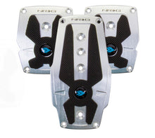 Load image into Gallery viewer, NRG Brushed Aluminum Sport Pedal M/T - Silver w/Black Rubber Inserts - PDL-200SL