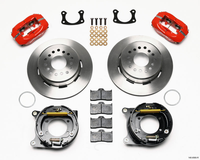 Wilwood Forged Dynalite P/S Park Brake Kit Red New Big Ford 2.50in offset Staggered Shock - 140-9560-R