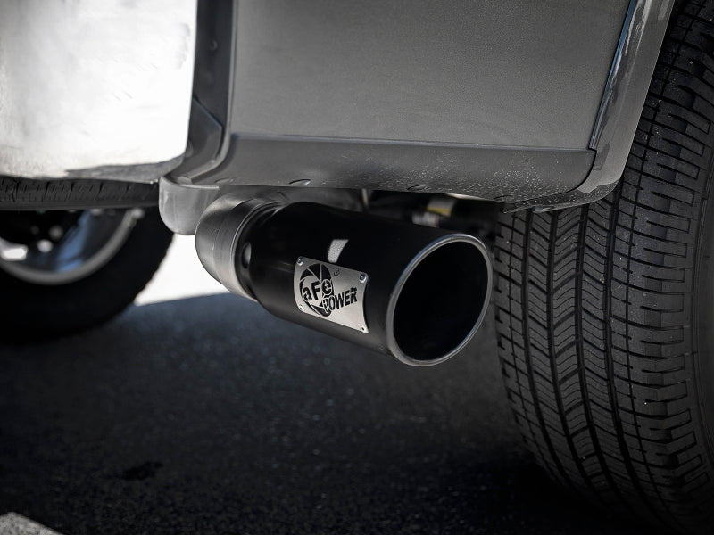 aFe Large Bore-HD 4in 409 SS DPF-Back Exh 18-19 Ford F-150 V6-3.0L (td) w/ Black Tip - 49-43106-B