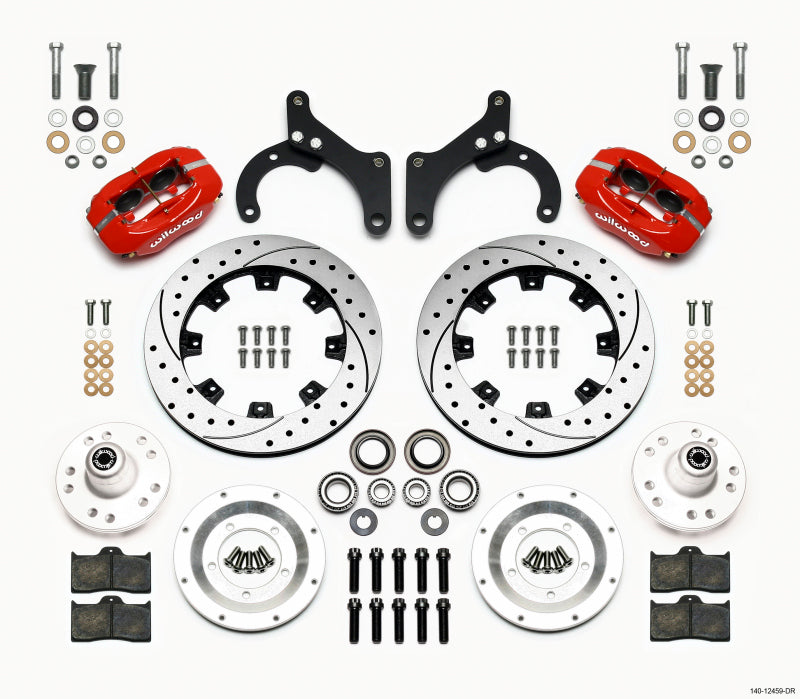 Wilwood Forged Dynalite Front Kit 12.19in Drilled Red 59-64 Chevy Impala / 63-64 Corvette - 140-12459-DR