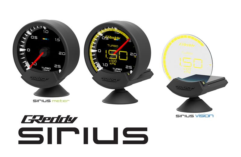 GReddy Sirius Vision Display (Turbo / Press / Temp / Voltage) 68mm Clear Thin-Film EL Display Gauge - 16001720