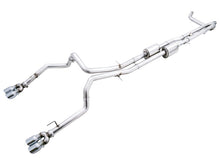 Load image into Gallery viewer, AWE Tuning 22-23 GMC Sierra 1500 AT4X 6.2L 0FG Catback Split Dual (Flat Bumper) - Chrome Silver Tips - 3015-42284