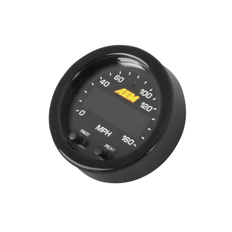 AEM X-Series 0-160 MPH Black Bezel w/ Black Face GPS Speedometer Gauge - 30-0313