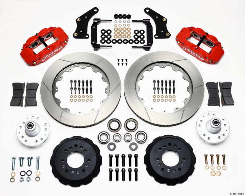 Wilwood Narrow Superlite 6R Front Hub Kit 14.00in Red Large GM 57-70 Drop Spindle - 140-10284-R