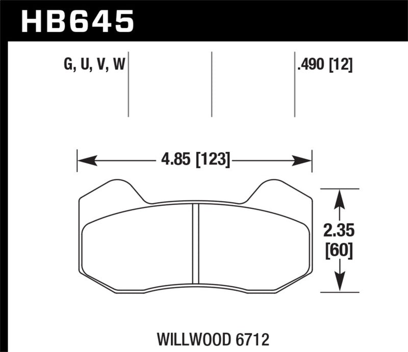 Hawk Wilwood DynaPro 6 (Type 6712) DTC-70 Brake Pads - HB645U.490