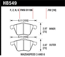 Load image into Gallery viewer, Hawk 07-08 Mazdaspeed3/06-07 Mazdaspeed6 HP+ Street Front Brake Pads - HB549N.702