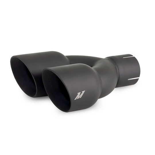 Mishimoto Dual Offset Tips 2.5in Inlet 3in Outlet Slash Cut - Black - MMEXH-TIP-FSTBK
