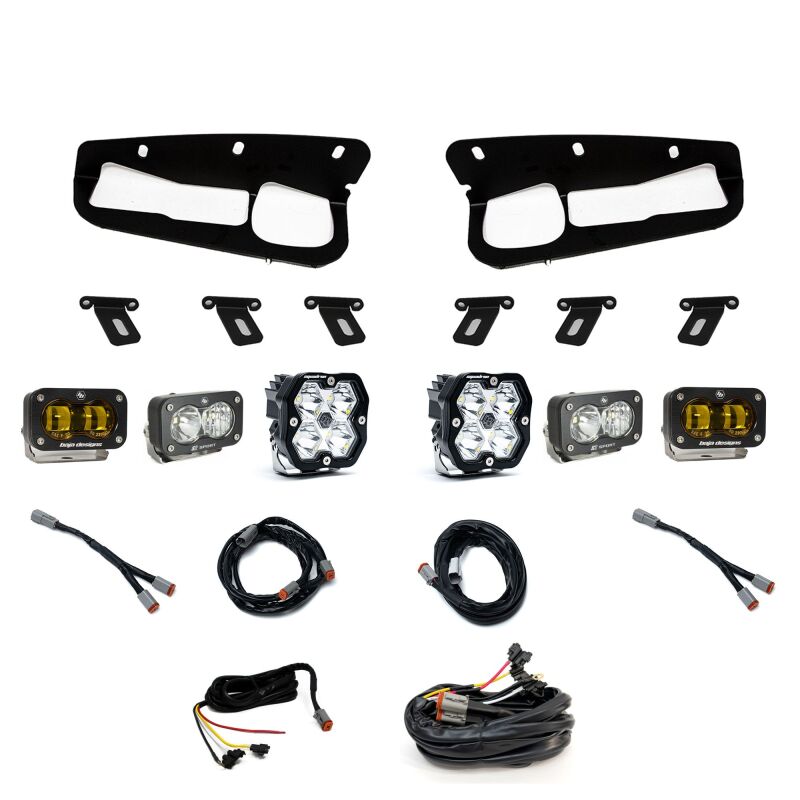 Baja Designs 21-25 Ford Bronco Squadron 2.0 Sport (Spot) & S2 Sprt D/C Clr /S2 SAE Ambr ST Bmpr w/UP - 440083UP