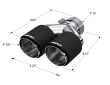 Load image into Gallery viewer, MBRP 3in ID / Dual 4in OD Out Staggered L 9.87in / R 9.37in Dual Wall Carbon Fiber Univ Exhaust Tip - T5182CF