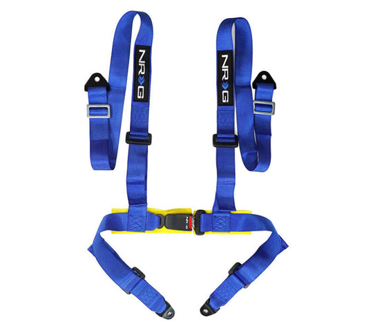 NRG 4 Point Seat Belt Harness / Buckle Lock- Blue - SBH-4PC-SBL