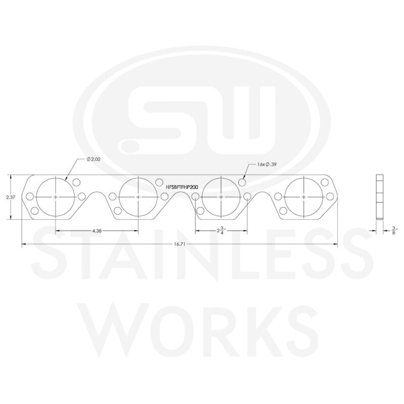 Stainless Works Small Block Ford Trick Flow High Port Header 304SS Exhaust Flanges 2in Primaries - HFSBFTFHP200
