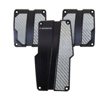 Load image into Gallery viewer, NRG Brushed Aluminum Sport Pedal M/T - Black w/Silver Carbon - PDL-100BK
