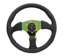 Load image into Gallery viewer, NRG Reinforced Steering Wheel (350mm / 2.5in. Deep) Leather Race Comfort Grip w/4mm Neochrome Spokes - RST-023MC-R