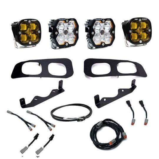 Baja Designs 2023+ Ford SD Squardon Pro/SAE 2.0 Dual Fog Pocket Kit Upfitter (SAE Fog) - Baja Amber - 440034UP