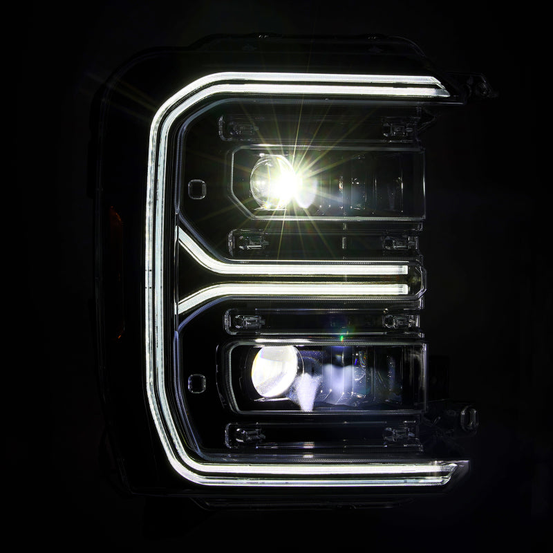 AlphaRex 23-26 Ford F-250 SD LUXX LED Proj Headlights Alpha Blk w/Activ Light/Seq Signal/Switchback - 880908