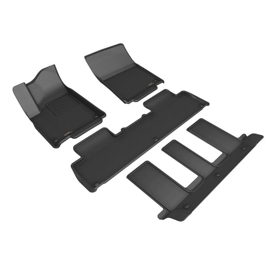 3D MAXpider 22-24 RIVIAN R1S Kagu Black Floor Mat - Row 1/2/3 - L1RI00501509