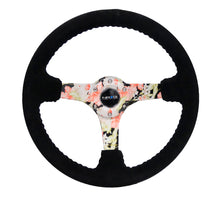 Load image into Gallery viewer, NRG Reinforced Steering Wheel (350mm / 3in. Deep) Blk Suede Floral Dipped w/ Blk Baseball Stitch - RST-036FL-S