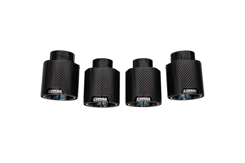 Corsa 20-25 Chevrolet Corvette C8 RWD 4.5in Carbon Fiber Black PVD Tip Kit (For Corsa Exhaust Only) - 21109CFBLK