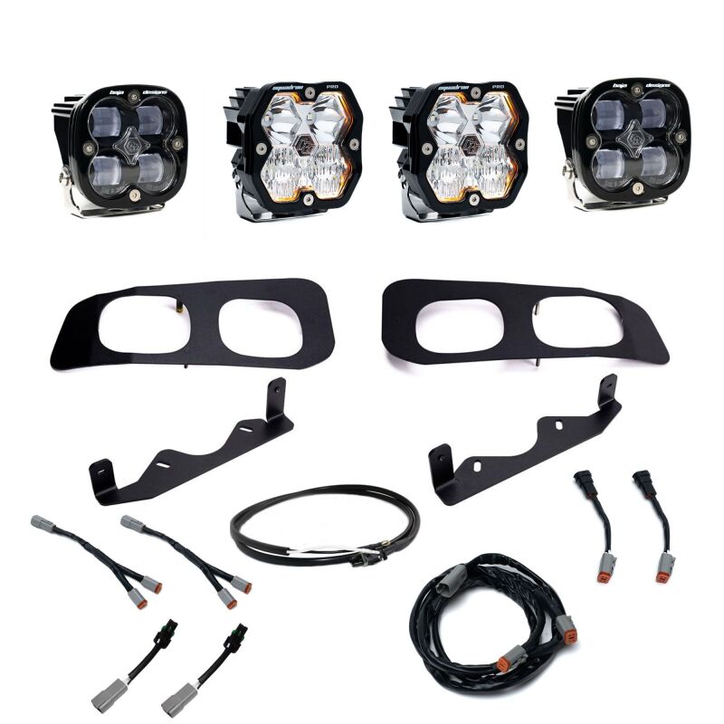 Baja Designs 2023+ Ford Super Duty Squadron Pro/SAE 2.0 Dual Fog Pocket Kit (SAE Fog) - Clear - 440033UP