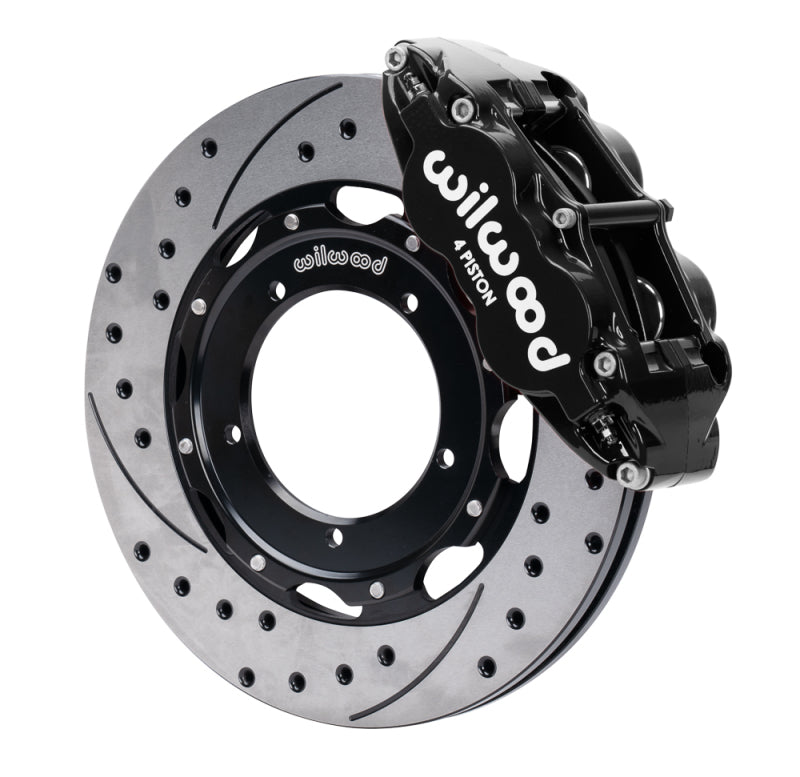 Wilwood 69-89 Porsche 911 Front Superlite Brake Kit 3.5in MT Drilled & Slotted Face - Black - 140-16947-D