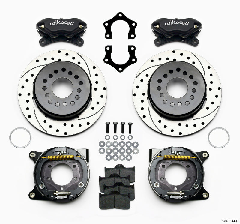 Wilwood Forged Dynalite P/S Park Brake Kit Drilled Mopar/Dana 2.36in Off w/Snap Ring Bearing - 140-7144-D