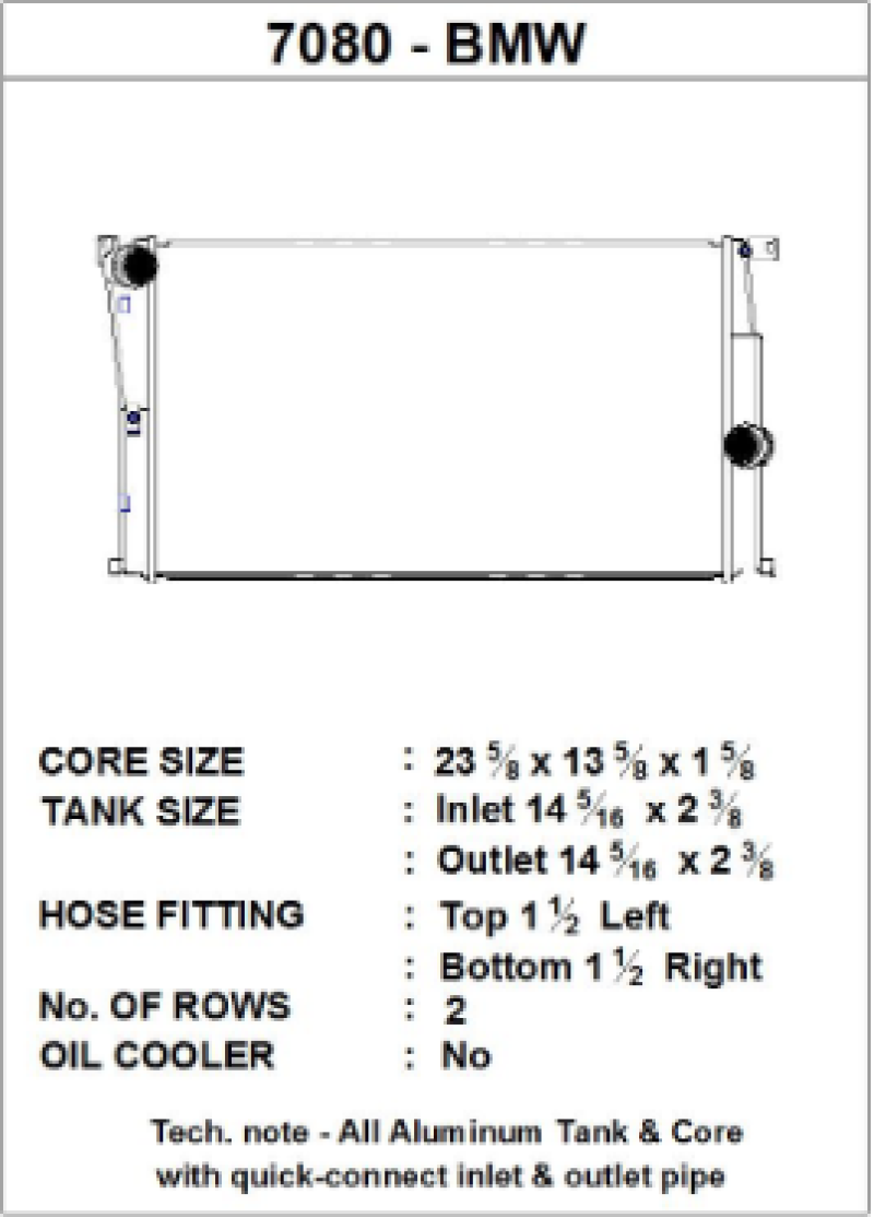 CSF BMW 2 Series (F22/F23) / BMW 3 Series (F30/F31/F34) / BMW 4 Series (F32/F33/F36) M/T Radiator - 7080