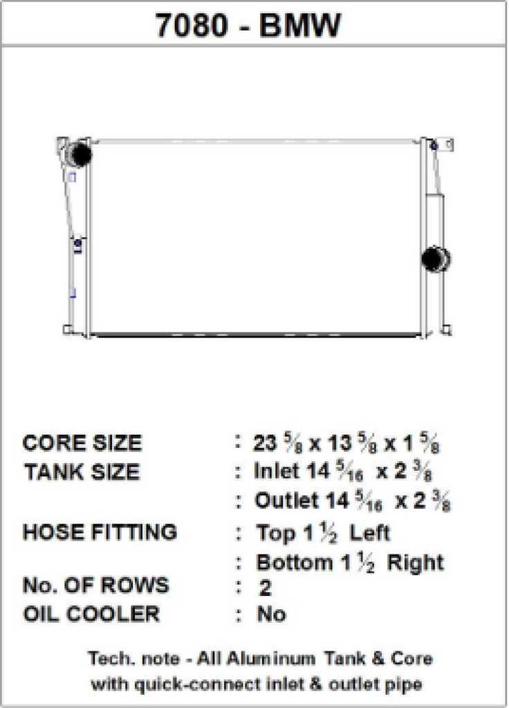 CSF BMW 2 Series (F22/F23) / BMW 3 Series (F30/F31/F34) / BMW 4 Series (F32/F33/F36) M/T Radiator - 7080
