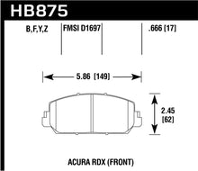 Load image into Gallery viewer, Hawk 14-17 Acura RDX/RLX HPS 5.0 Front Brake Pads ( does not fit civic Type R) - HB875B.666