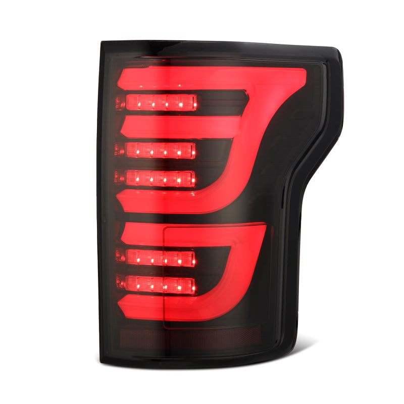 AlphaRex 15-20 Ford F-150 Luxx LED Tail Lights (Pair) Black/Red (Not For Blind Spot Sensor Models) - 652050