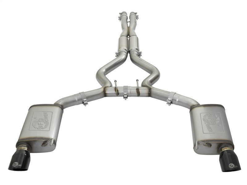 aFe MACHForce XP 3in 304 SS Loud Tone Cat-Back w/ Black Tips 15-17 Ford Mustang V6-3.7L/V8-5.0L - 49-33087-B