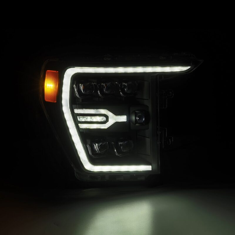 AlphaRex 21-22 Ford F-150 NOVA LED Proj Headlights Plank Style Blk w/Activ Light/Seq Signal - 880137