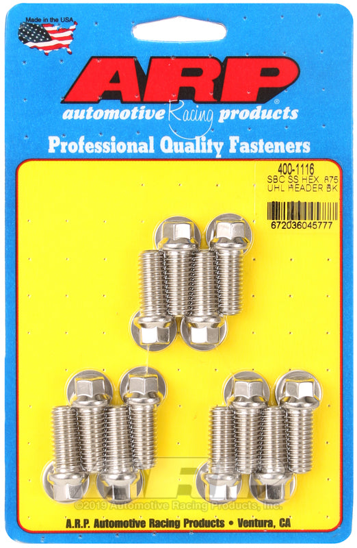ARP SB Chevy SS Hex .875 UHL Header Bolt Kit - 400-1116