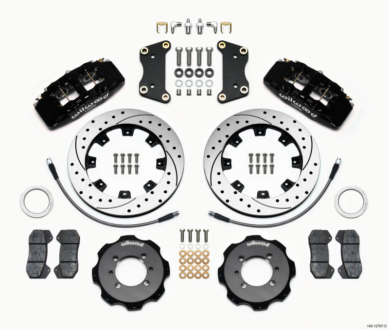Wilwood Dynapro 6 Front Hat Kit 12.19in Drilled 2012 Fiat 500 w/ Lines - 140-12767-D