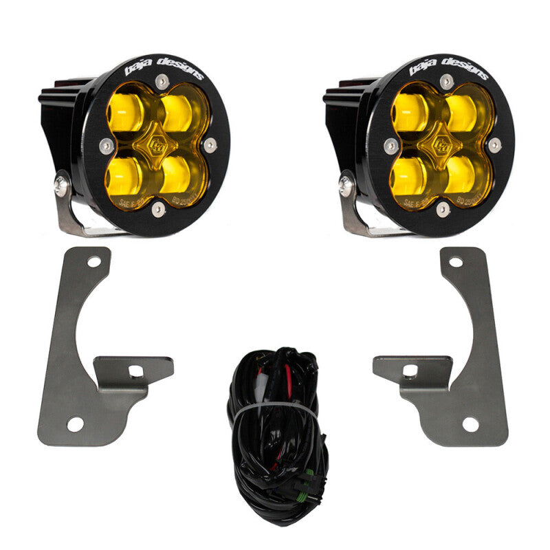 Baja Designs 07-09 Wrangler JK w/Premium Bumper Squadron R SAE Fog Pocket Kit - Amber - 448145