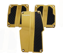 Load image into Gallery viewer, NRG Brushed Aluminum Sport Pedal M/T - Chrome Gold w/Black Carbon - PDL-100CG