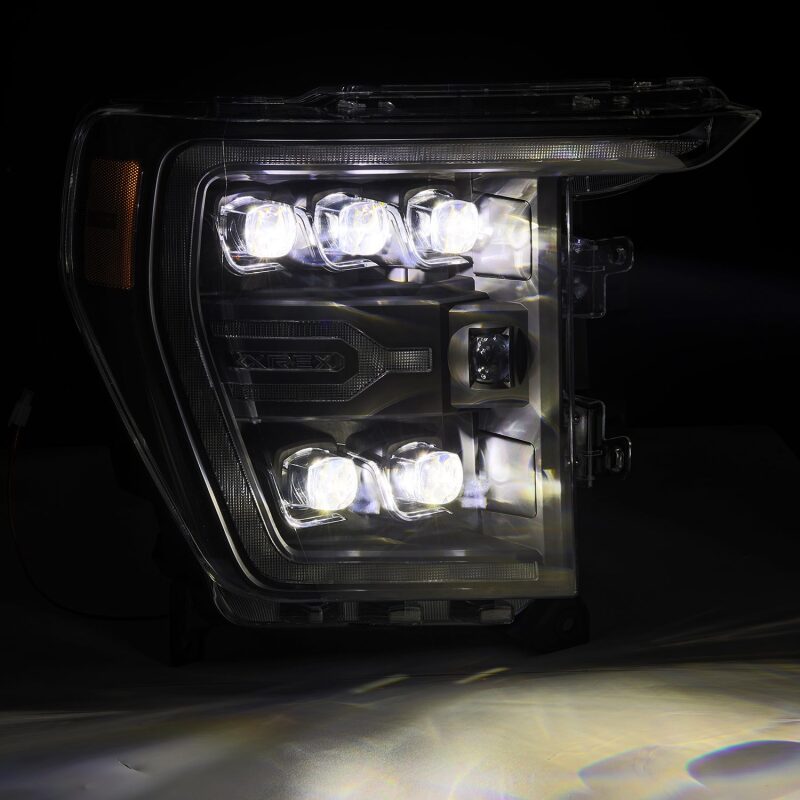 AlphaRex 21-22 Ford F-150 NOVA LED Proj Headlights Plank Style Blk w/Activ Light/Seq Signal - 880137