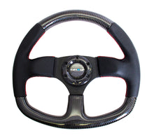 Load image into Gallery viewer, NRG Carbon Fiber Steering Wheel (320mm) Flat Bottom &amp; Leather Trim w/Red Stitching - ST-009CFRS