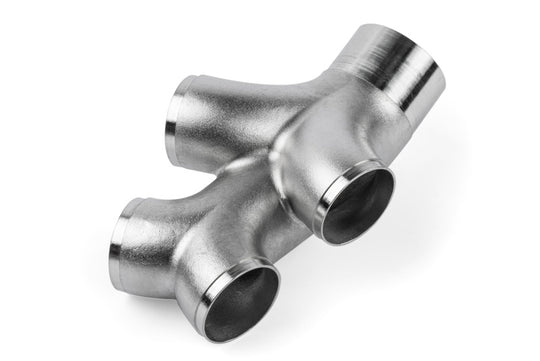 APR Cast T304 Stainless Steel Double Y-Splitter - 76mm to Quad 63.5mm (3in to Quad 2.5in) - EXH0146