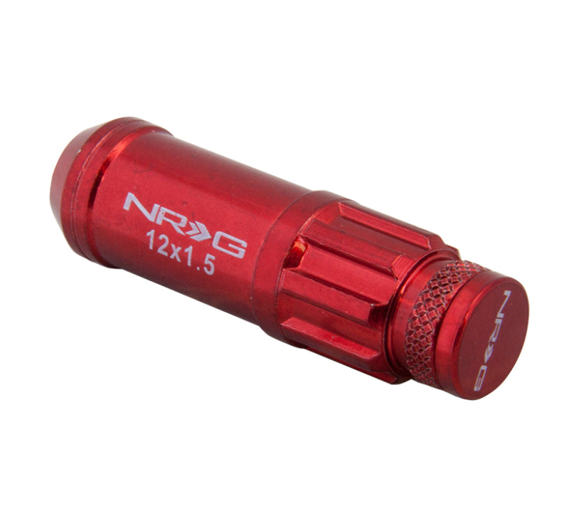 NRG 700 Series M12 X 1.5 Steel Lug Nut w/Dust Cap Cover Set 21 Pc w/Locks & Lock Socket - Red - LN-LS700RD-21