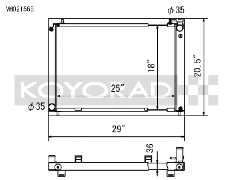 Koyo 03-06 Nissan 350Z VQ35DE (MT) Cross Flow Radiator - VH021568