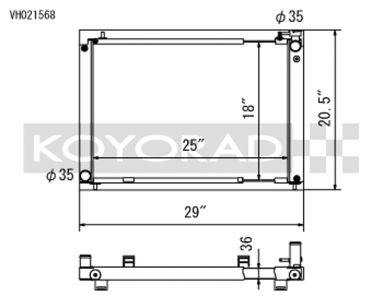 Koyo 03-06 Nissan 350Z VQ35DE (MT) Cross Flow Radiator - VH021568
