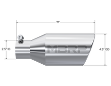 Load image into Gallery viewer, MBRP Universal Tip 4.5 O.D. Angle Rolled End 2.5 Inlet 11in Length - T304 - T5160