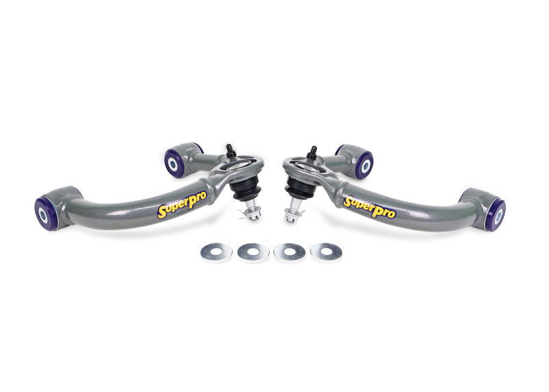 SuperPro 05-23 Toyota Tacoma 4WD Front Upper Fixed Offset Control Arm Set - Gun Metal - TRC6490E