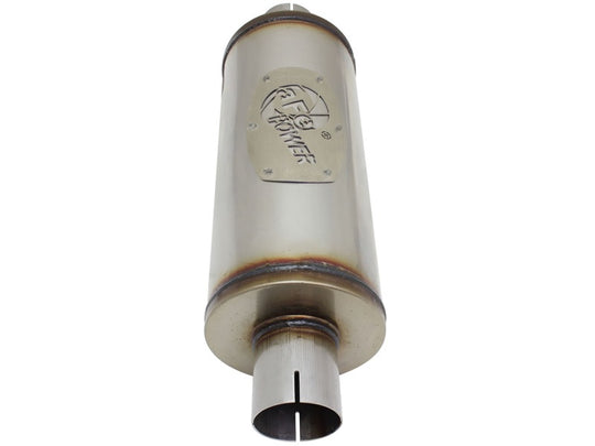 aFe MACH Force-Xp 409 SS Muffler 2-1/2in Center/Center 14in L X 6in Dia - Round Body - 49M00007
