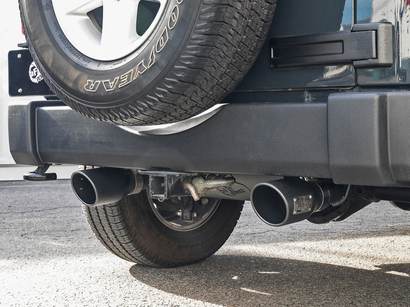 aFe Rebel Series 2.5in 409 SS Axle-Back Exhaust w/ Black Tips 2007+ Jeep Wrangler (JK) V6 3.6L/3.8L - 49-48061-B